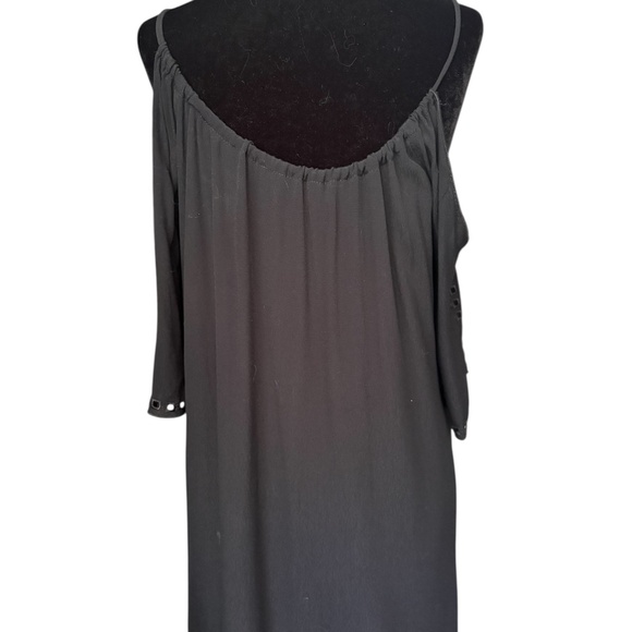 4Sienna Black Eyelet Cold Shoulder Drawstring Neck Dress SZ S - Picture 6 of 12